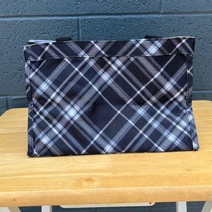 Thirty-One All in Organizer Utility Tote Black Pick Me Plaid 12”x8”x6.5”